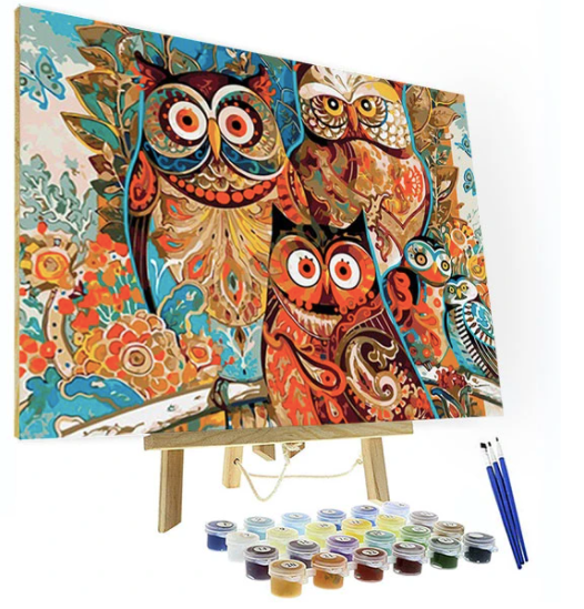 PAINT BY NUMBERS KIT – OWL FAMILY