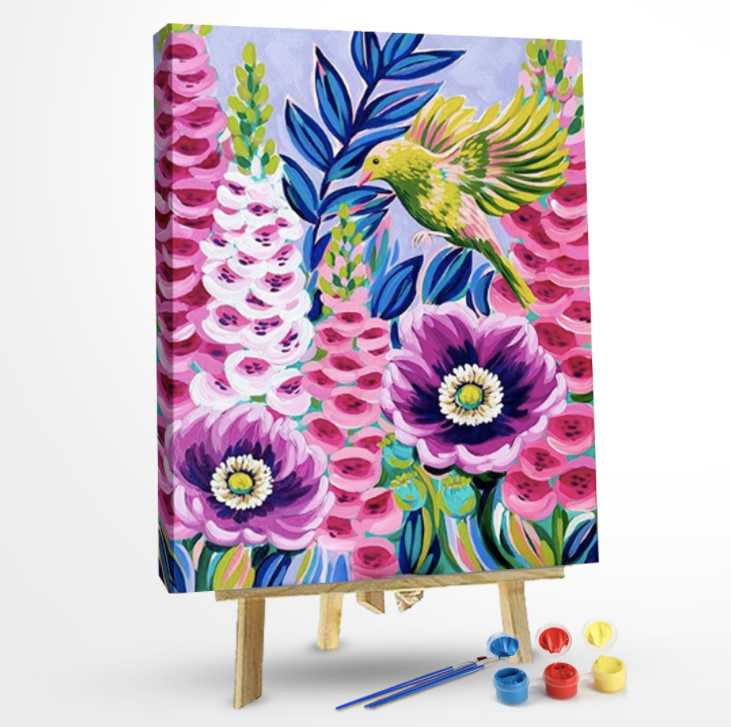 Paint by Numbers Kit-Hummingbird And Blue Flowers