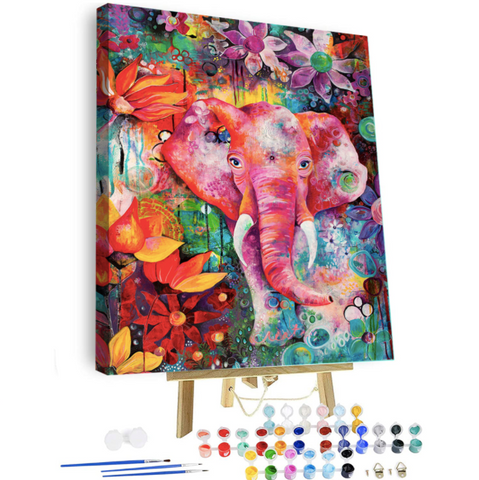 Paint by Numbers Kit-Colourful elephant