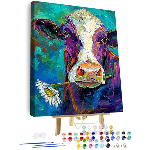 Paint by Numbers Kit-Cow and flowers