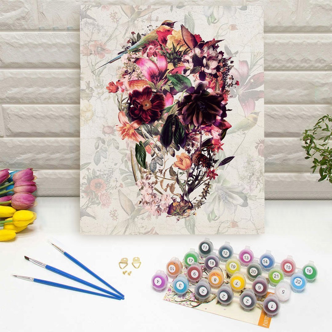 Paint by Numbers Kit – Flowering skull