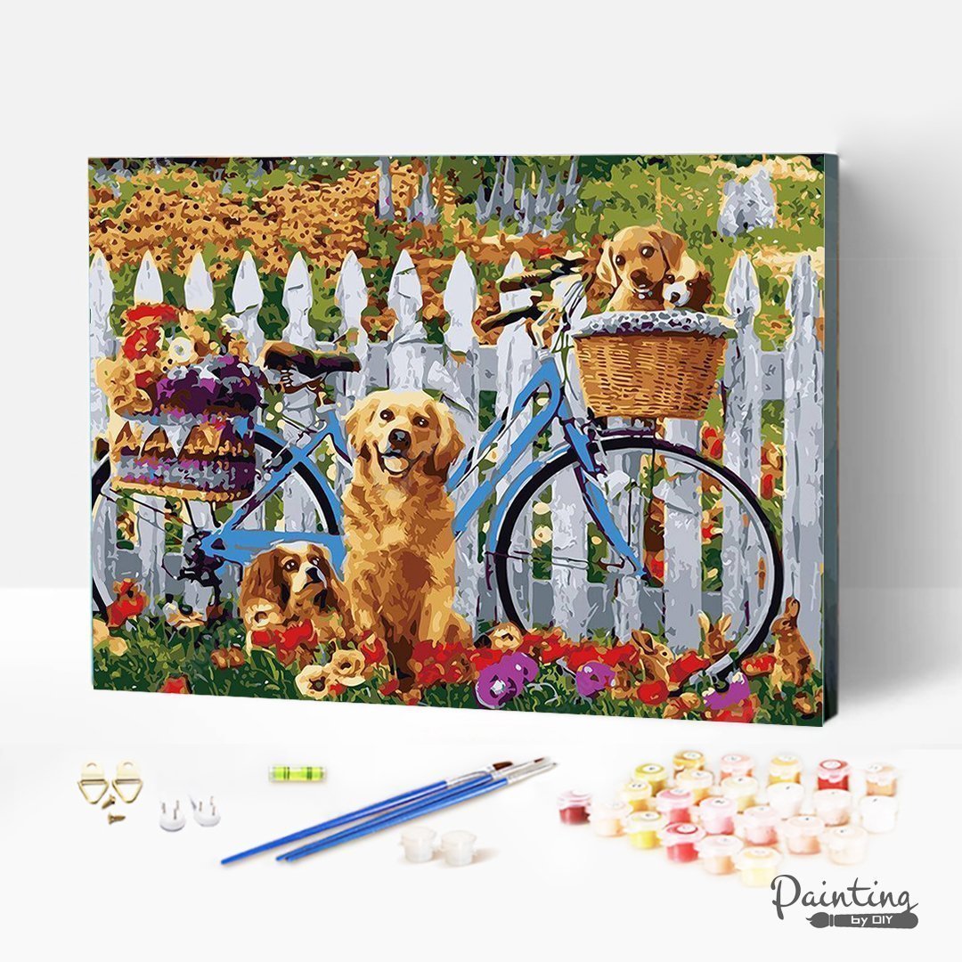 Paint by Numbers-Bike and Dogs