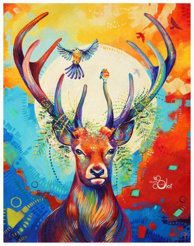 DEER AND BIRD -DIY PAINTING BY NUMBERS KIT