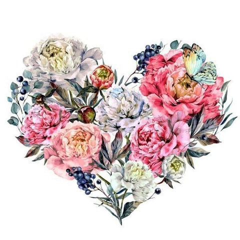 Paint By Numbers Kit-Flowers Heart