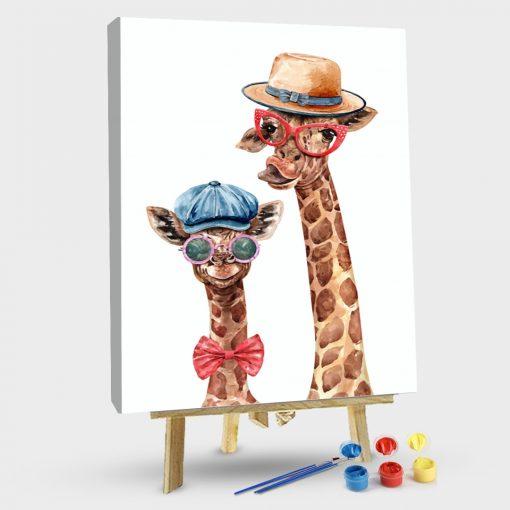 Paint by Numbers Kit-Giraffe Baby Wearing Hat Glasses