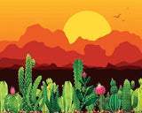 Desert Cactus in Sunset -Ideaher Paint By Numbers Kit