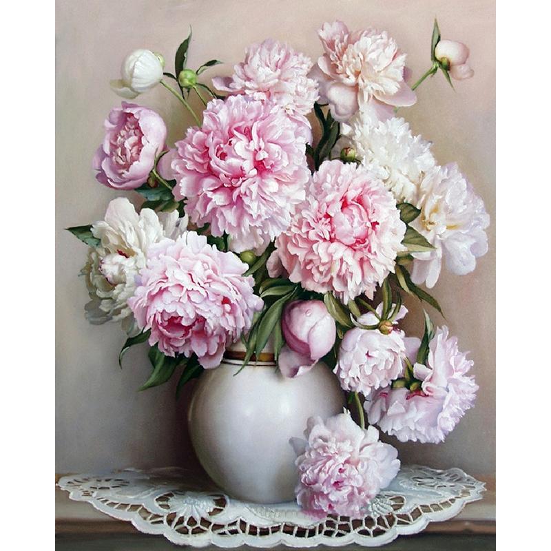 Paint By Numbers Kits - Peony vase flower