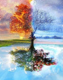 Four Season Tree of Life -DIY Oil Painting Paint by Number Kit for Adults Kids Beginner